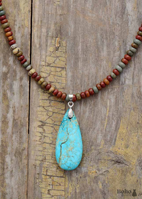 Boho Necklace, Choker Necklace, Jasper, Natural Stone